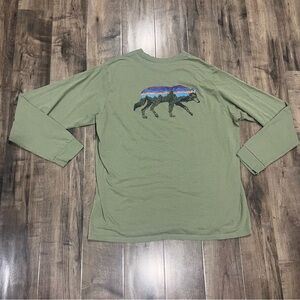 Patagonia Shirt Mens Large Black Long Sleeve Responsibili-Tee Logo Back Graphic